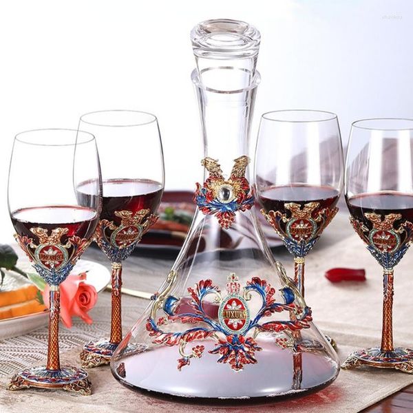 Occhiali da vino leggero arte di lusso 350-1000 ml smalto calice squisito decanter nozze di vano giorno regalo di whisky rosso set