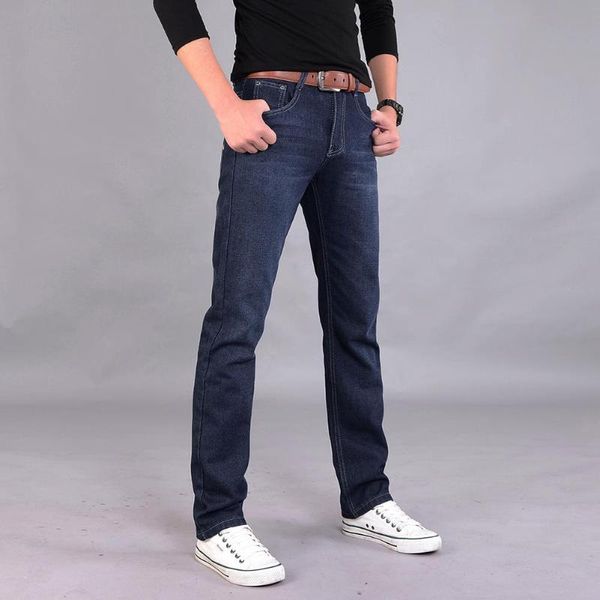 Herrenjeans, klassisch, für Herren, lässig, mittelhoher Bund, gerade, Denim, lange Hose, bequeme Hose, Business-Party, Größe 38, Herren