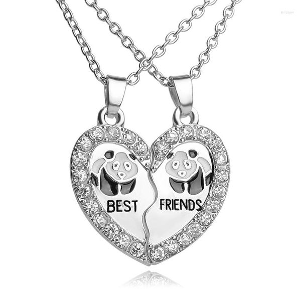Anhänger Halsketten FRIENDS Halskette BFF 2 Teil Gebrochenes Herz Tier Panda Anker Kristallkette Freundschaftsschmuck