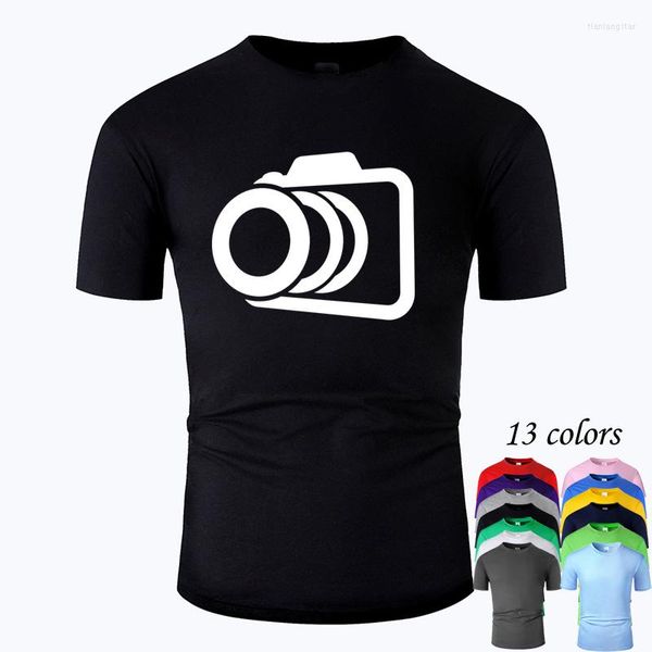 T-shirt da uomo Camera Line Art O Neck Camicia in cotone Uomo e donna Unisex Summer manica corta Progettato Casual Tee M01044