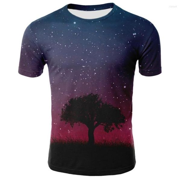 Herren-T-Shirts, 3D-gedrucktes Himmelfarben-T-Shirt, kreatives Design für Männer und Frauen, romantisches Fantasy-Universum, Sternenhimmel