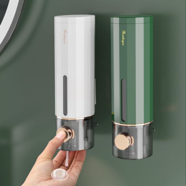 Dispensador de sabão líquido 450 ml Manual de parede Montado com o sabão líquido Distribuidor de sabão para lavar a mão Família El Gel Gel Acessórios de banheiro 230317