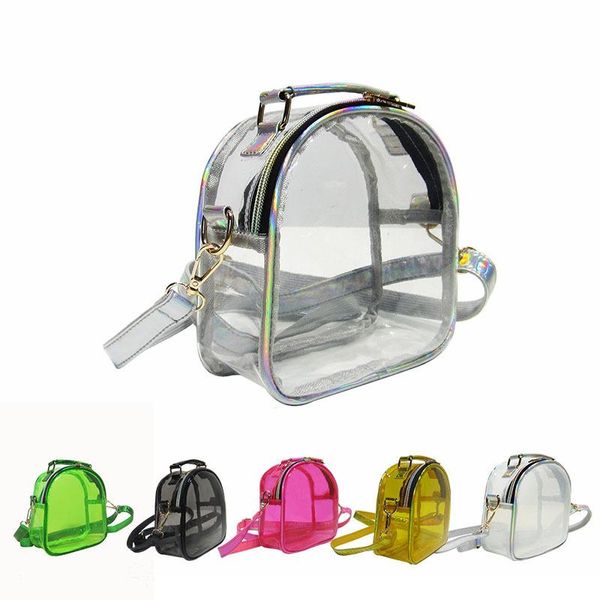 Backpack Women PVC PVC Clear Crossbody Bag Clutch Zipper casual Small Travel Messenger ombro geléia portátil Bagbackpack Backpack