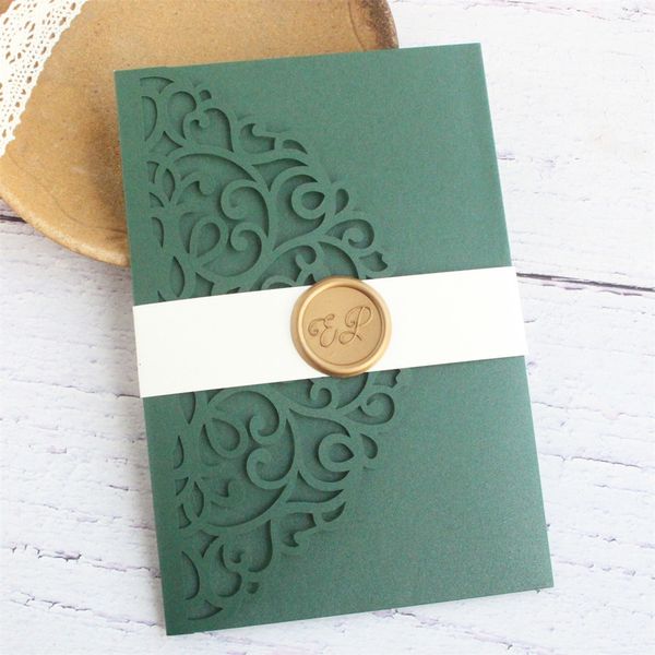 Biglietti d'auguri Biglietti d'invito verde smeraldo Matrimonio Faire Parte Annuncio Matrimonio Anniversario Carte regalo Stampa personalizzata 50 set 230317