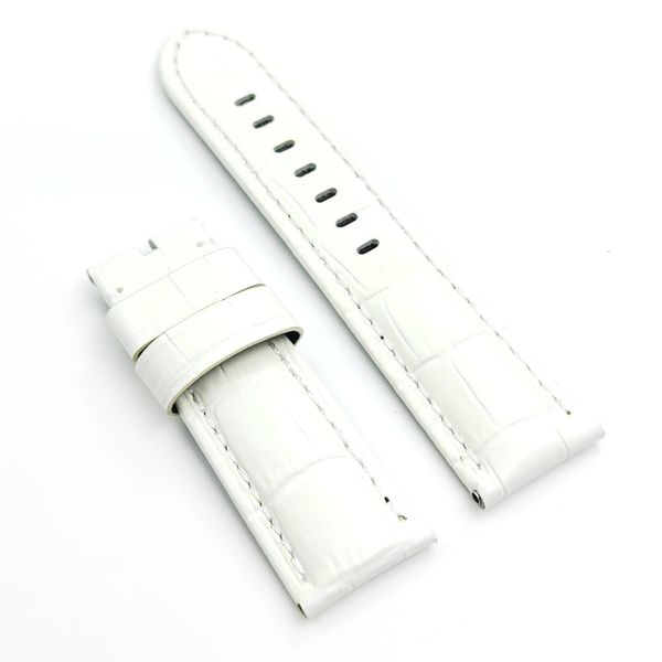 Cinturino in pelle di vitello coccodrillo bianco da 24 mm - 22 mm adatto per orologio PAM PAM111