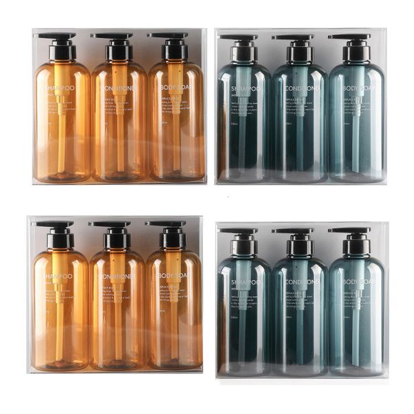 Sıvı Sabun Dağıtıcı 3pcs/Set 500ml Sıvı Sabun Dispenserleri Duş Jel Şişesi Seti Şampuan Vücut Yıkama Seyahat Şişeleri Set 230317