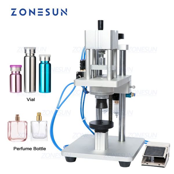 Zonesun Pneumatic Perfume Liquido orale iniettabile iniettabile Capper Alluminio in plastica Plastica Fial Crimper Chapping Machine