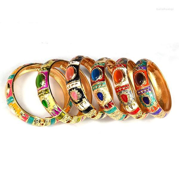 Bangle Floral Cloisonne Bracelets articulados BANGLES BUFFS ROLOD ROLOD ROLOD ROLOAD para mulheres Bijoux fêmea feminina