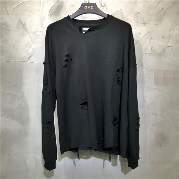 Herren-Kapuzenpullover, Sweatshirts, Kapuzenpullover, Herbst/Winter, Rundhalsausschnitt, dunkler Stil, modisch, drapiert, Blast, Straßenwaschung, lockeres Loch-Design, lässig, Pu