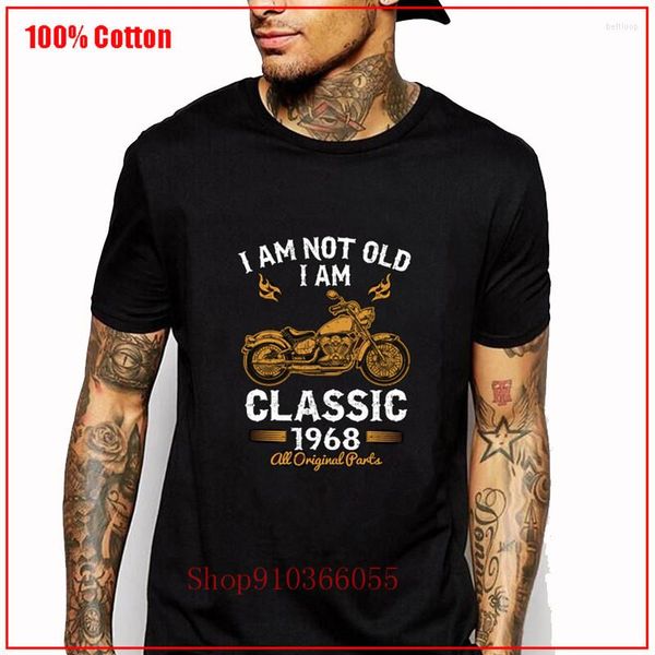 Camisetas masculinas eu não sou antiga clássica motocicleta 1968 White Graphic Men T-shirt Algodão camisetas machos impressos camisetas vintage para menino