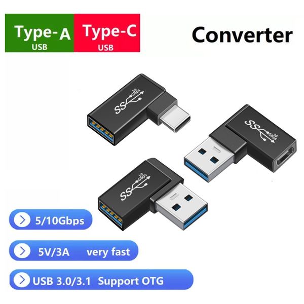 Conversor de cotovelo USB A a Tipo C Tipo A para o Adaptador Tipo C USB A TO USB C CONECTOR DE 90 graus DHL Fedex