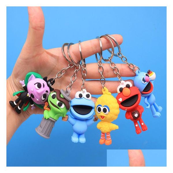 Giocattolo di decompressione Kawaii Sesame Street Portachiavi Bambola di cartone animato Morbido Squishy Portachiavi Zaino per auto Portachiavi Fibbia carina Regali per bambini Dhmrx