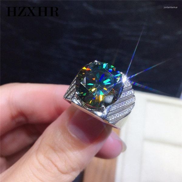 Ringos de cluster homens clássico 925 prata esterlina 8 Emerald passa diamante diamante brilhante corte verde moissanite anel jóias