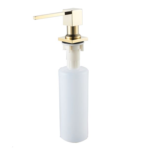 Dispensador de sabão líquido Dispensador de sabão de latão de ouro de ouro 350 ml com detergente garrafa pressionando acessórios de lavagem de cozinha.