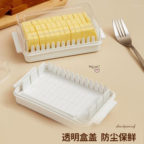 Bottiglie di stoccaggio Cucina giapponese Coperchio trasparente Scatola per tagliare il burro Conservazione del formaggio dalla forma uniforme rimovibile e lavabile
