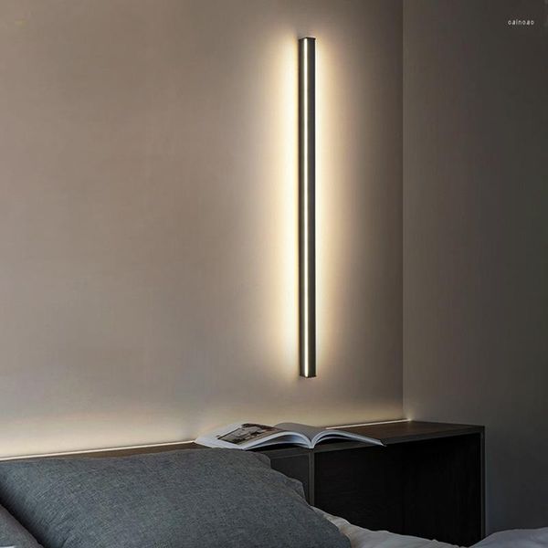 Duvar lambası minimalist şerit yatak odası başucu oturma odası ligth ile rc karartma ile led aydınlatma ev dekoru El Sconces