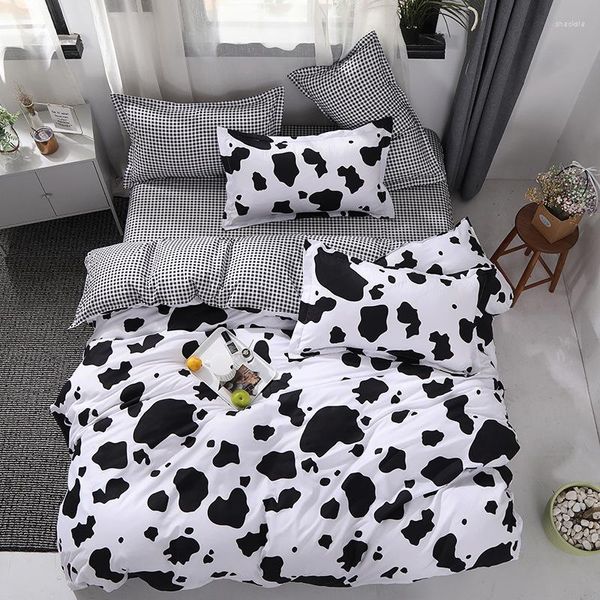 Bedding Sets Black White Leopard Cow Presd Bed Capa Conjunto Kid Duvet Folhas adultas e travesseiros Consolador 61057