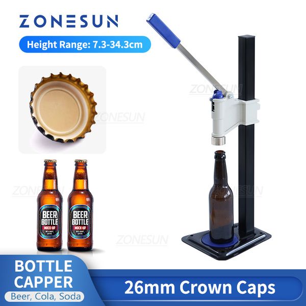 ZONESUN Bottiglia di birra Tappatore Sigillatrice Coperchio corona Strumento di tappatura manuale Cola Fizzy Pop Latte Bibite Bevande Strumento di pressatura ZS-BBC1