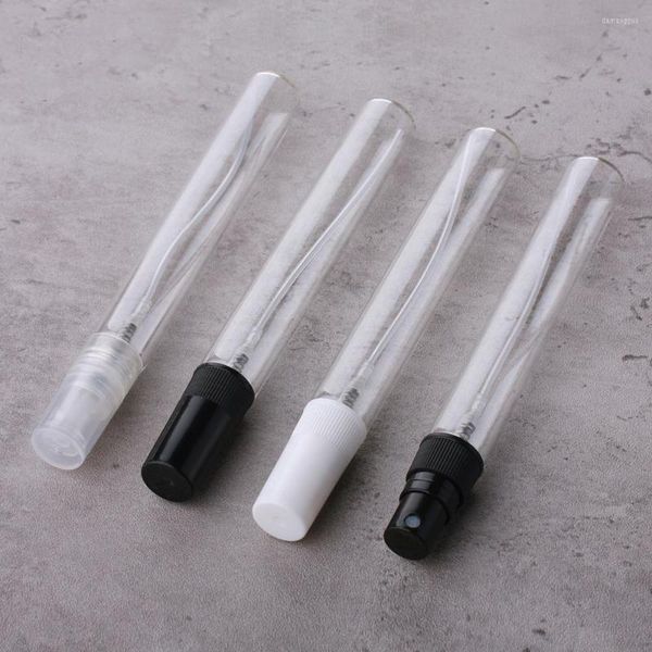 Bottiglie di stoccaggio 10ml Profumo ricaricabile Vuoto Tappo di plastica Flacone spray Trasparente Mini tester per campioni di vetro
