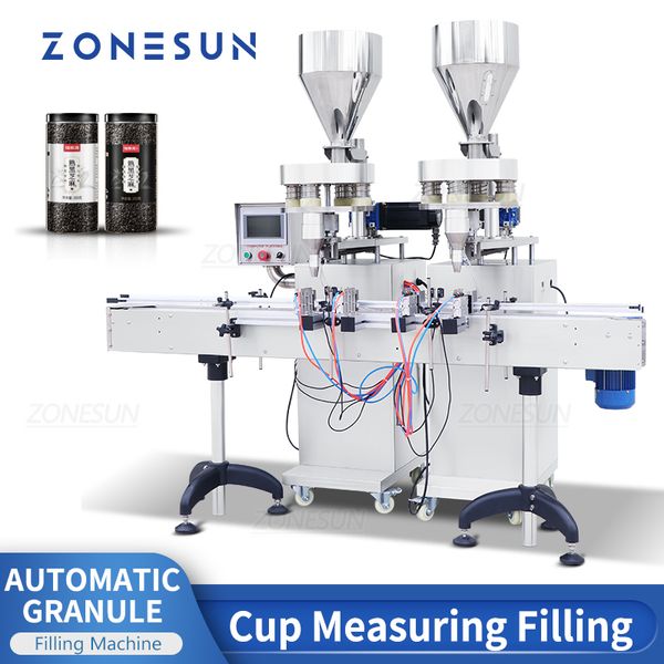 Zonesun zs-kl01 Автоматическая гранула Количественная начинка машина 2 головы зерно пластиковая стеклянная банка для бутылки упаковки