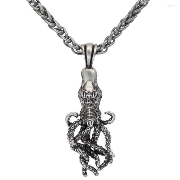 Catene da uomo Collana con polpo Ciondolo in argento Gioielli ossidati Regalo da uomo da marinaio