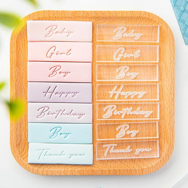 Moldes de cozimento cursivo Inglês letra de biscoito de biscoito Stamp Halloween Obrigado Moldes de bolo de sobremesa de aniversário Clear Signature Customizable