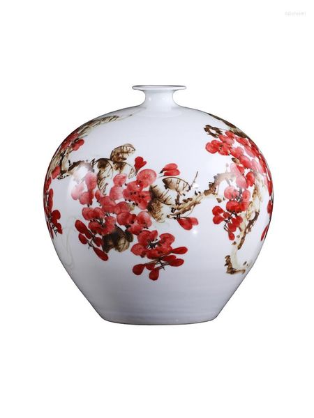 Vasen Keramikvase Dekoration Berühmte handbemalte Ziqi Donglai Blumenarrangement Moderner chinesischer Stil Wohnzimmerdekorationen