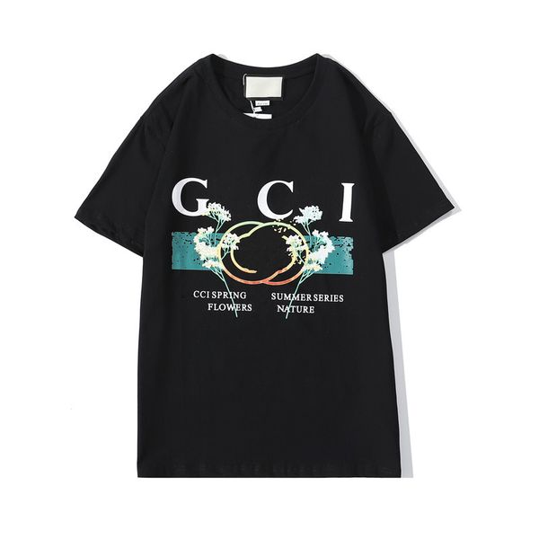 T-shirt masculina de designer de marca italiana luxuoso Moda Algodão com gola redonda 2G roupas com impressão de letras casuais Esportes ao ar livre e turismo Camisetas para homens e mulheres camisas G