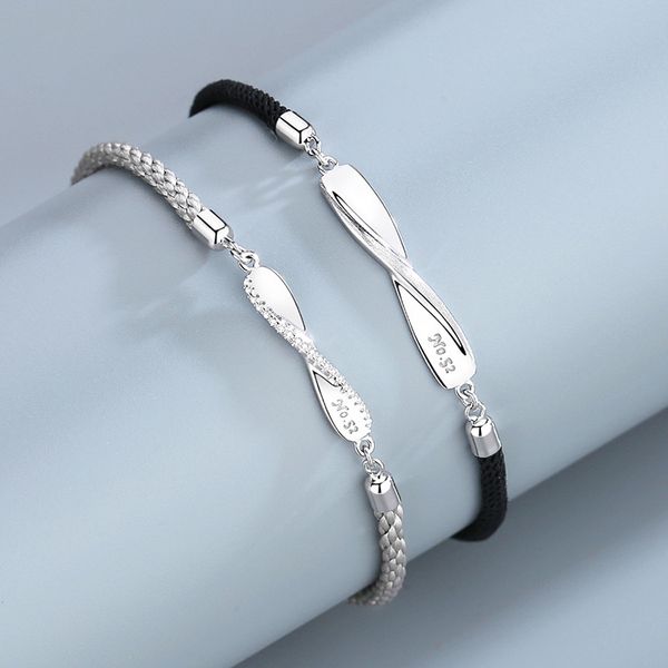 Braccialetti con ciondoli Designer Gioielli Bracciale Coppia s925 Bracciale in argento sterling ins Alfabeto uomo e donna Corda intrecciata a mano regalo d'amore