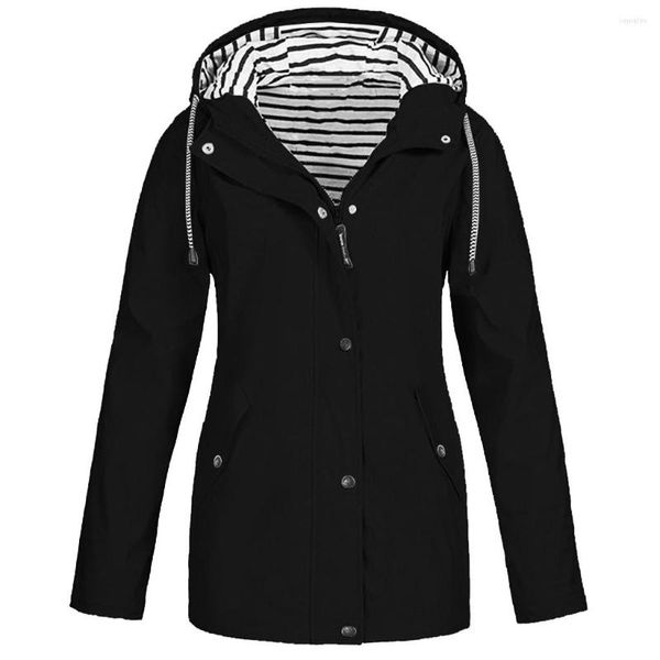 Giacche da donna Giacca antipioggia solida da donna Outdoor Plus Size Impermeabile con cappuccio Impermeabile Cappotti da uomo S-5XL antivento