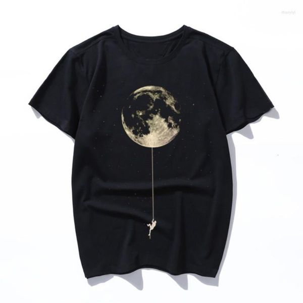 Magliette da uomo Moon Climber T-shirt da donna Pittura a olio artistica Harajuku Estetica Camicia da uomo oversize Ulzzang Abiti coreani