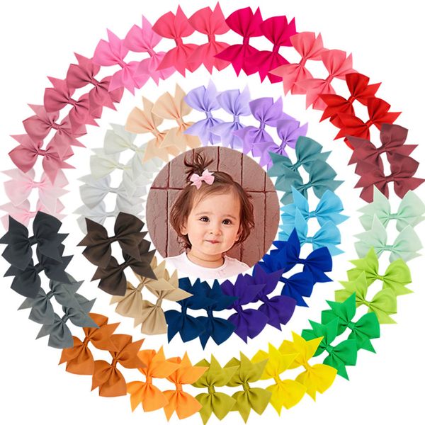 Accessori per capelli Forcina per bebè da 3,5 pollici per neonata Completamente foderato Fiocco per capelli Mini fiocco per capelli Clip a coccodrillo, adatto per neonati e bambini piccoli