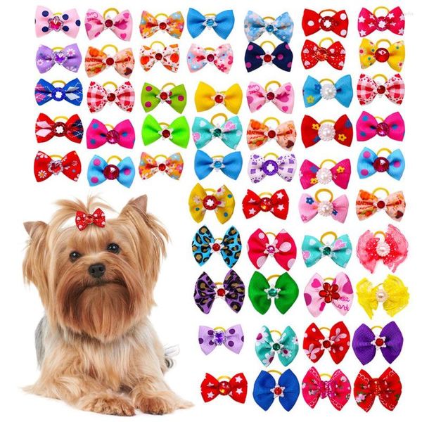 Abbigliamento per cani 10 pezzi piccoli fiocchi per capelli carini per elastico gatto corda copricapo bowknot accessori boutique forniture per animali domestici