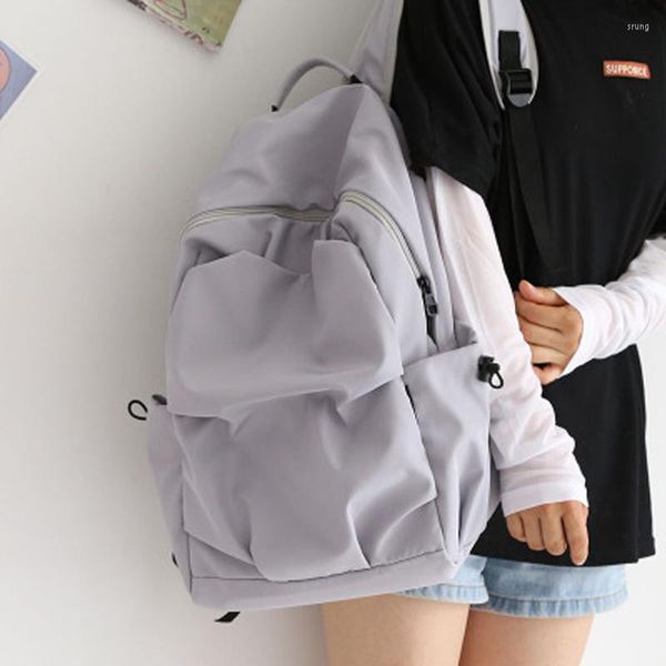 Backpack Big Capacidade Cor Solid Color Oxford Unissex Mochilas Original Fashion College Student Student Laptop Bags Travel Outdoor