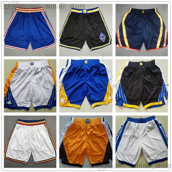 Genähte 2022 GoldenState''Warriors''Man Basketballshorts Game City Schwarz Blau Weiß Hosen 100 % Stickerei Stephen Klay Curry Thompson