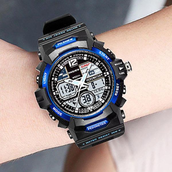 Нарученные часы PAS Top Brand Watch Men Sports Watches Двойной дисплей цифровой аналоговый кварц 50м водонепроницаемый плавание Reloj hombre