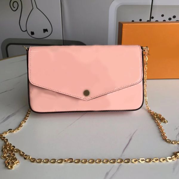 Portafoglio lungo da donna alla moda set di tre pezzi di alta qualità in un portafoglio in pelle verniciata borsa portaoggetti per il cambio di slot multi-card di grande capacità invia una scatola squisita 61276