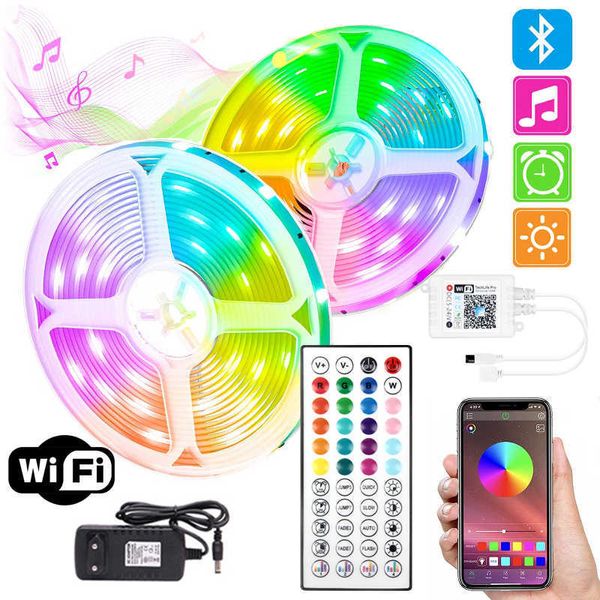 Светодиодные ленты DC24V RGB Led WIFI Control Led Strip Alexa Home Magic Type для ТВ Фон Bluetooth 5050 Свет с пультом дистанционного управления P230315