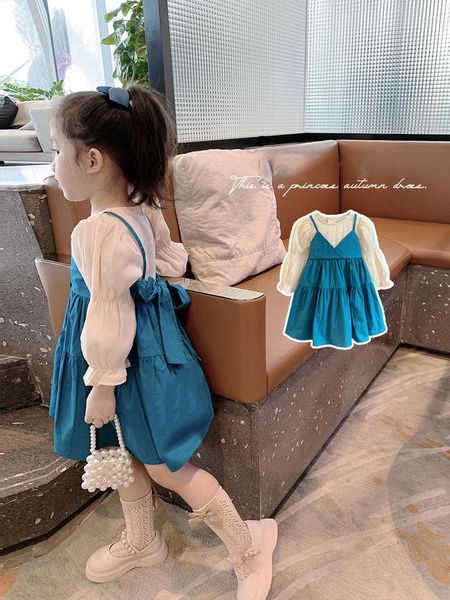 Mädchen Kleider Mädchen Mode Kleidung 2023 Frühling Kinder Nette Koreanische Stil Kleinkind Puff Sleeve Großhandel Baumwolle Prinzessin Kleid