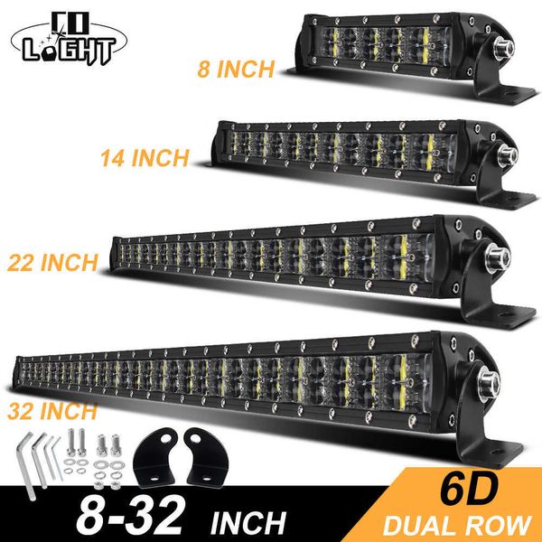 LED tiras co Luz 6d Offroad Light Bar 36W 72W 120W 180W Slim Led Work Light LED Bar para barco de trator Lada 4WD 4x4 Truck SUV ATV 12V 24V P230315