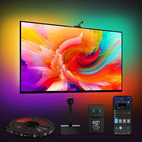 Tiras de led smart sínceira tv backlight ws2811 led tira luz wifi app tuya controle tv Ambiligh Screen Syncronization lâmpada para sala de jogos PC TV P230315