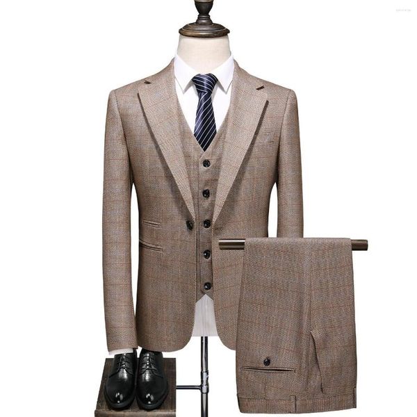 Ternos masculinos 2023 Autumn Suit para negócios formal masculino Três peças FIT FID