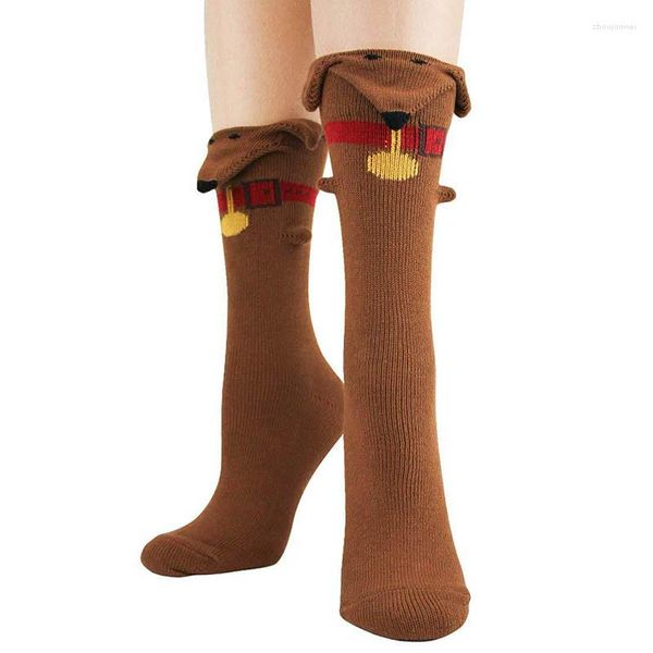 Mulheres Socks 2023 Brown Sock Brown Christmas Fetoon Botes Cutelo Crepão de Kangaroo Casual de Inverno (caramelo)