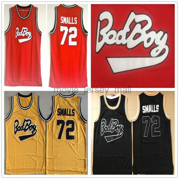 Jerseys de basquete da NCAA College Vintage Biggie Smalls Jersey Notorious B.I.G. Bad Boy Black Red White #72 camisas S-2xl