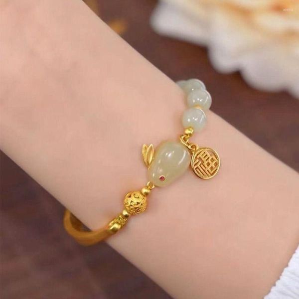 Bracelets de charme chineses zodíaco jade de mão pendente de graça temperamento de luxo garotas pulseira retro fofa jóias de jóias de moda