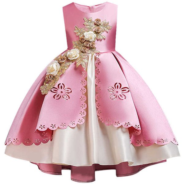 Vestidos da menina novos vestidos de festa elegantes para casamentos meninas tule rosa puff manga princesa vestido de baile natal vem para crianças 3 5 8 y