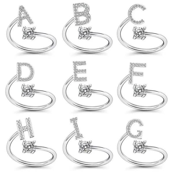 26 anelli con lettere misura regolabile anelli iniziali per amici regalo di compleanno argento/oro