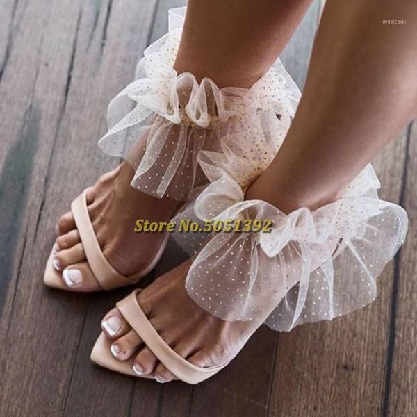 Sandalen, Brautschuhe, Shimmy-Fußkettchen, Grace Loves Spitze, Hochzeit, offene Zehenpartie, Ausschnitt, dünner hoher Absatz, nackte Farbe, Knöchelriemen-Sandalen1