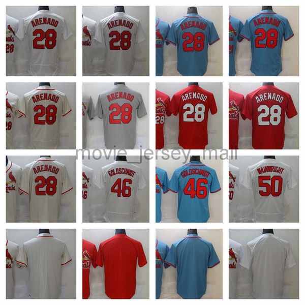 2023 New Baseball Jersey 28 Nolan Arenado 46 Paul Goldschmidt 50 Adam Wainwright Blank Maglie Uomo Donna Giovani Taglia S - XXXL