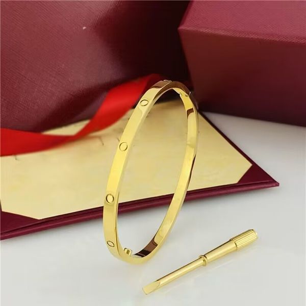 4MM ThinTitanium Steel Designer Donna Uomo Love Bracciale Braccialetti argento oro rosa Vite Cacciavite Nail Bangle Bracciale Coppia Gioielli con borsa originale Bracciali